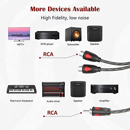 1ft RCA 1 Male to 2 Female Audio Speaker Y Adapter Splitter Cable | 2 Pack - color: 2F1M