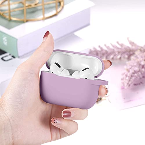Lerobo for AirPods Pro 2nd/1st Case with Keychain, Lavender | Soft Silicone Protective Cover Compatible with Apple AirPod Pro Case for Women Men, Scratchproof, Shockproof, Dustproof - color: Lavender