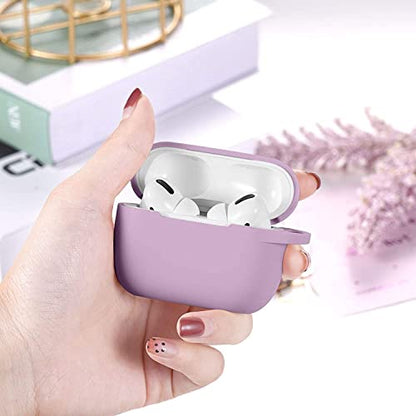 Lerobo for AirPods Pro 2nd/1st Case with Keychain, Lavender | Soft Silicone Protective Cover Compatible with Apple AirPod Pro Case for Women Men, Scratchproof, Shockproof, Dustproof - color: Lavender