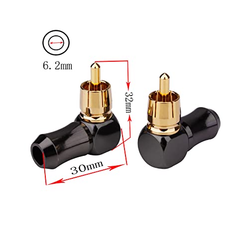 WJSTN-061 90 Degree Right Angle RCA Cable Male to Male Subwoofer Cable Digital Coaxial Audio Cable for Home Theater, Sound Bar, TV,and More， 2Pack (1FT) - size: 1FT