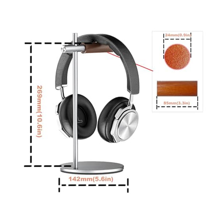 Oak Headphone Stand, Wood Headset Stand for Desk, Universal Holder for Airpods max, Bose, Beats, Gaming, Apple Vision Pro, VR Display Stand (Silver) - color: Silver