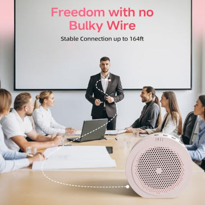 Moman Wireless Voice Amplifier with Lavalier Mic, 20H Battery 164ft Range Sensitive Pickup Noise Reduction PA System Bluetooth Portable Magnetic Charging Dock, Amplifier for Teacher Yoga Tour, Pink - color: Pink