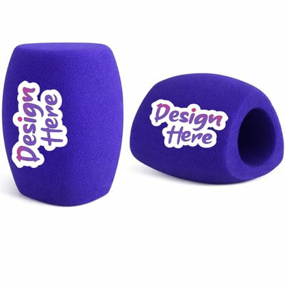 Custom Fuzzy Microphone Windscreen, Plush Foam Mic Cover with Logo or Text, Triple-Side Printable, Wind Noise Reduction, Fits Most Handheld Microphones (Purple) - color: Purple