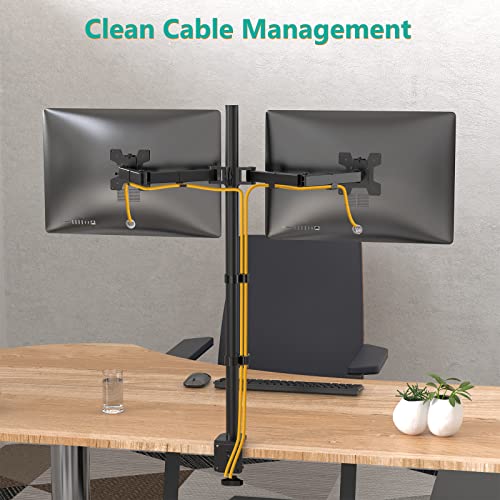 WALI Extra Tall Dual LCD Monitor Fully Adjustable Desk Mount Fits 2 Screens up to 27 inch, 22 lbs. Weight Capacity per Arm (M002XL), Black - color: Black (Dual), size: 13"-27"