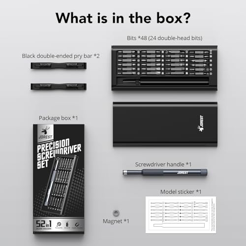 JOREST 52-IN-1 Precision Screwdriver Set, Mini Repair Tool Kit with Torx for Macbook, Computer, Laptop, iPhone, PS5, Xbox, Switch, Glasses, Watch, Ring Doorbell, Electronic, Small Gift Gadget for Men - style: 50-in-1 CRV