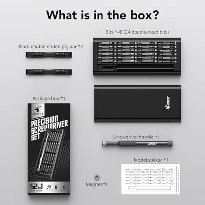 JOREST 52-IN-1 Precision Screwdriver Set, Mini Repair Tool Kit with Torx for Macbook, Computer, Laptop, iPhone, PS5, Xbox, Switch, Glasses, Watch, Ring Doorbell, Electronic, Small Gift Gadget for Men - style: 50-in-1 CRV