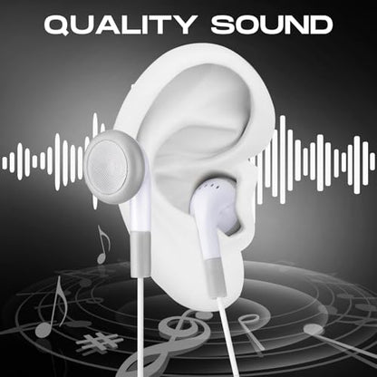 Kanayu 50 Pack Earbuds Bulk Classroom Headphones Wired Earphones, White - color: White
