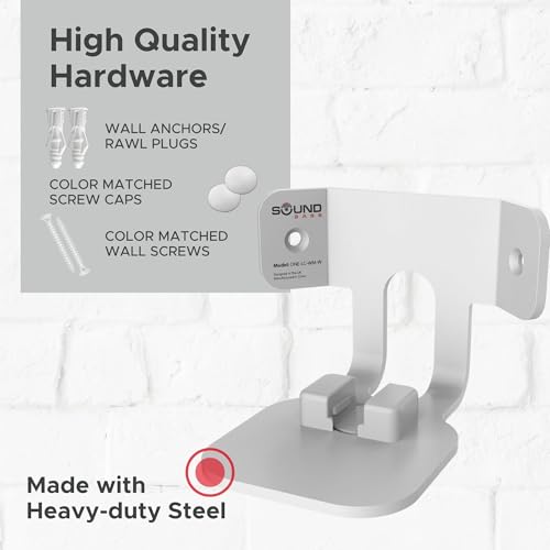 Sound Bass ONE Corner Wall Mount Bracket - Low Profile, White, Single (1pc) | Compatible with Sonos ONE, ONE Gen 2, ONE SL & PLAY1 Speaker, Fixed Position, Single (1pc), Designed In The UK - color: White