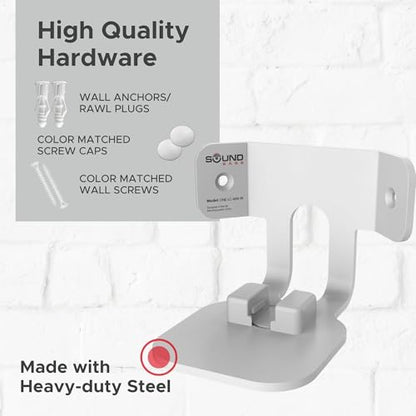 Sound Bass ONE Corner Wall Mount Bracket - Low Profile, White, Single (1pc) | Compatible with Sonos ONE, ONE Gen 2, ONE SL & PLAY1 Speaker, Fixed Position, Single (1pc), Designed In The UK - color: White