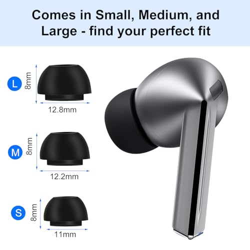 [Upgraded - Non Popping Off] Foam Ear Tips for Samsung Galaxy Buds3 Pro - Ultimate Comfort and Unshakeable Fit with Memory Foam Earbud Tips, Earbud Replacement Tips for Galaxy Buds 3 Pro - S/M/L