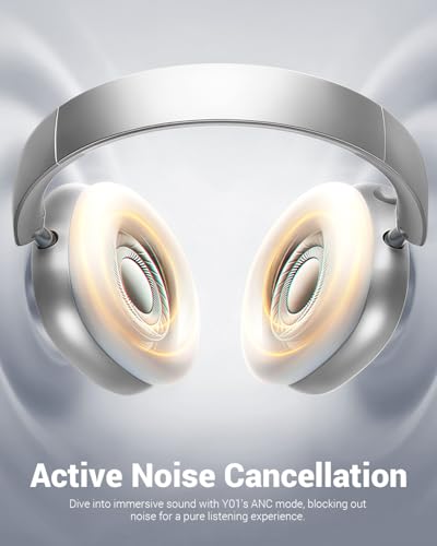 Wentronic Y01 Wireless Noise Canceling Headphones Bluetooth 5.3 Over Ear Headphones with Microphone, Hi-Res Audio, 48H Playtime, Foldable Comfortable Earpads,Compatible with iOS,Android,PC, Silver - color: Silver