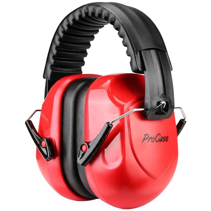 ProCase NRR 28dB Noise Reduction Ear Muffs, Foldable Adjustable Noise Cancelling Headphones - color: 1 - Bright Red