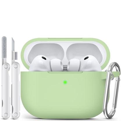 for AirPods Pro 3 Case 2025,Come with Cleaner Kit,Pastel Green | Silicone Protective Cover for Airpod Pro 3rd Generation Case with Keychain,for Women Men,One-Piece Design,Shockproof - color: C-Pastel Green