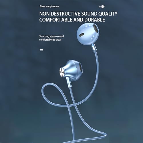 Wired in-Ear Headphones with Mic, HiFi Stereo 3.5mm for iPhone Android | Wired Headphones - in-Ear with Mic HiFi Stereo Sound Volume Control 3.5mm Jack for iPhone Android Tablets - color: Blue (3.5mm Jack)