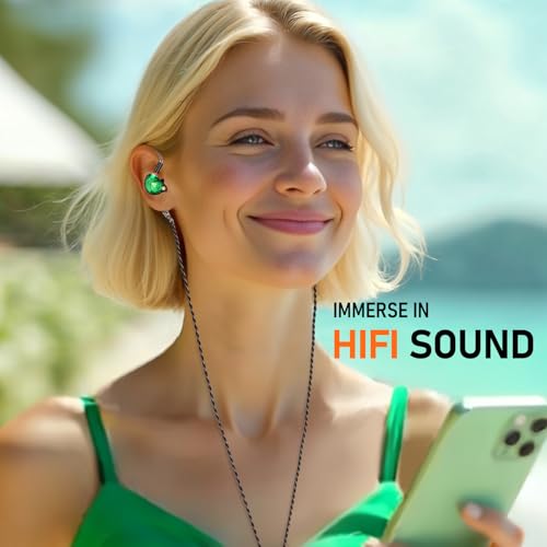 Audiovance Vibes 202 HiFi Wired Earbuds, IEM in-Ear Monitor Headphones - color: 6-Green