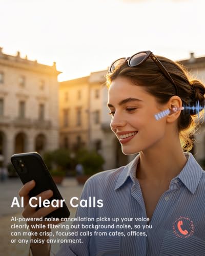 Open Ear Earbuds,Clip On Earbuds with Crystal Clear Sound | Bluetooth 6.0 Wireless Headphones for Women,50H Playtime, Clip Headphones Comfortable Fit for Small Ears,Rose Gold - color: Rose Gold