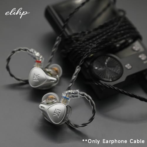 IEM Cable 4N OCC Silver-Plated Earphone in Ear Monitor Cable,1.2M Original Replacement Cable for KZ ZSN PRO/X/ZS10 PRO/ZS10 PRO X/EDX PRO/ZAR/AS24/DQS (Recessed 2Pin)