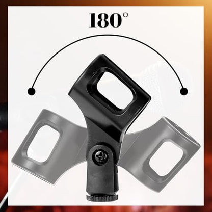 4Pcs Microphone Clip Mic Holder Adjustable Angle Flexible Rubber Handheld Wireless Mic Holders Clamp for Handheld Microphones(Inner Diameter Range 30-50mm)