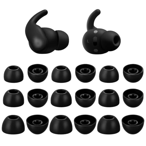 Replacement Ear Tips Compatible with Beats Powerbeats Fit (2025) | Soft Silicone Eartips with Portable Storage Box (9 Pairs, Black, S/M/L)