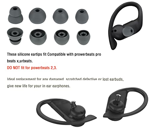 Replacement Eartips Earbuds Eargels Compatible with Powerbeats Pro Beats Wireless Earphone Headphones,4 Pairs (Dark Grey) - color: Dark Grey