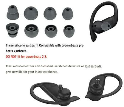 Replacement Eartips Earbuds Eargels Compatible with Powerbeats Pro Beats Wireless Earphone Headphones,4 Pairs (Dark Grey) - color: Dark Grey