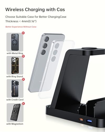 5 in 1 Wireless Charger for Samsung, Fast Charging Station Dock Stand | Compatible with Galaxy S26 Ultra/S25/S24, Watch 8/7/6/5/4, Buds. Charges 5 devices at once. Ideal for home, office, bedside. - color: Black