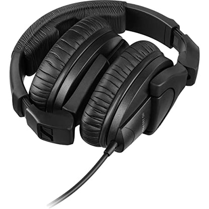 Sennheiser HD 280 Pro Circumaural Closed-Back Monitor Headphones with H&A Stereo Mini Male to Auxilary Cable (Gold Series) 10'
