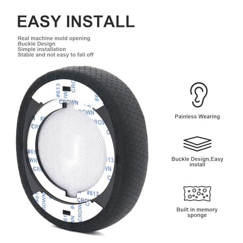 E55BT Mesh Fabric Ear Pads Replacement Ear Cushions Compatible with JBL E55BT E55 bt Over-Ear Wireless Headphones Breathable Fabric Noise Isolation Memory Foam Earpads Added Thicknes Earmuffs (Black)
