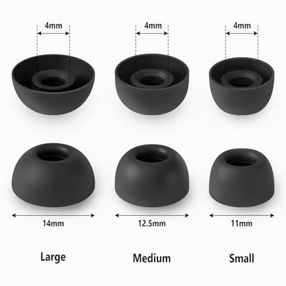 Geiomoo Soft Silicone Eartips for JBL Tune Buds 2 Ear Tips, Replacement Eartips Earbuds Earpads (Black,S/M/L)