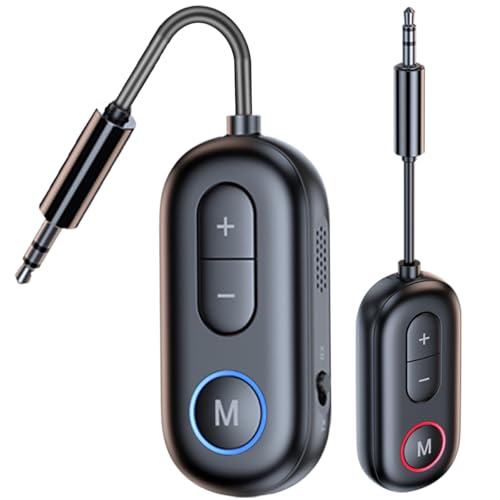 SYENGKKY Bluetooth 5.4 Transmitter Receiver - 2-in-1 Bluetooth Wireless Audio Transmitter for Headphones or BT Devices - 3.5mm Audio Jack Adapter for TV, Airplane, Car, PC, Gym Equipment, Switch