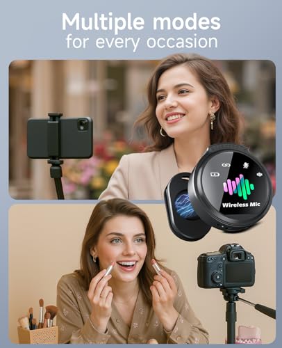 Wireless Lavalier Microphone for iPhone: 80H with Charging Case | Microphone for iPhone & Android -30dB Noise Reduction - Plug & Play - Mini Mic for Vlogging TikTok YouTube - color: Black
