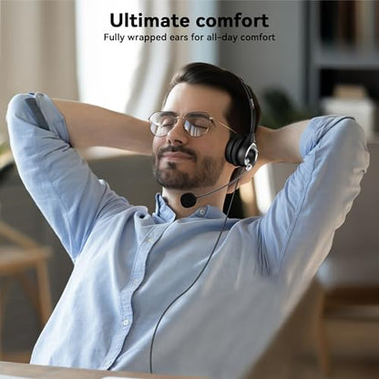 Wantek USB Headset with Microphone for PC, Computer Headset with Noise Canceling Microphone with Mute for Home Office Online Skype Zoom Meetings - color: silvery