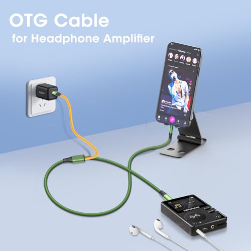 OTG Cable, iPhone Streaming Digital Audio Cable | With USB charging plug, With DAC/ADC decord chipset, Compatible with FiiO amp, mixer for podcast, creator and musician - size: 16 Ft.