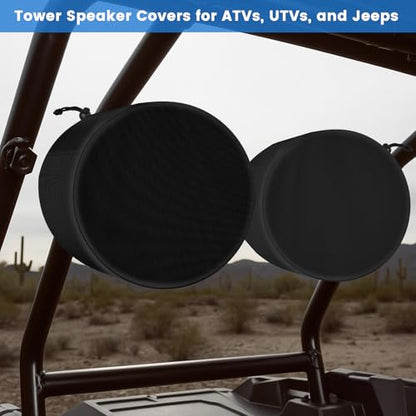 2 Pack Boat Speaker Covers, 900D Waterproof Wakeboard Tower Speaker Cover | Marine Grade UV Resistant Polyester Fabric, 8" H x 8" W x 9" D, Black - color: Black, size: S:8" H x 8" W x 9" D