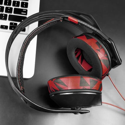 SOULWIT Earpads Replacement for Plantronics (Poly) Rig 400(400Pro HC, 400HS, 400HX, 400HA), 500(500E, 500HD, 500HX, 500HS)/505(505HS)/515(515HD) Headset - Rig CG Red Storm