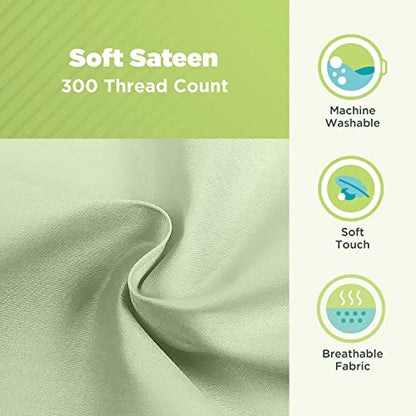 Cotton Neck Roll Pillowcase - Hypoallergenic and Smooth Natural Fabric Pillow Protector - Soft and Breathable Sateen Weave Pillow Cover with Enclosed Sleeve Design - Made in USA - Green, 6" x 16" - color: Green (Sateen Weave), size: 6" x 16"