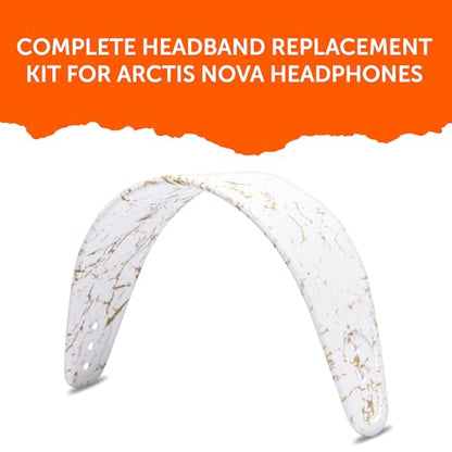 WC HeadbandZ Arctis Nova - Upgraded Silicone Headband for Arctis Nova Headsets by Wicked Cushions - Enhanced Flexibility, Comfort, and Style with Matching Earpad Designs | Gold Marble - color: Gold Marble