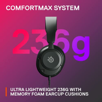 SteelSeries Arctis Nova 1 Multi-System Gaming Headset — Hi-Fi Drivers — 360° Spatial Audio — Comfort Design — Durable — Ultra Lightweight — Noise-Cancelling Mic — PC, PS5/PS4, Switch, Xbox - Black - color: Black, style: Nova 1