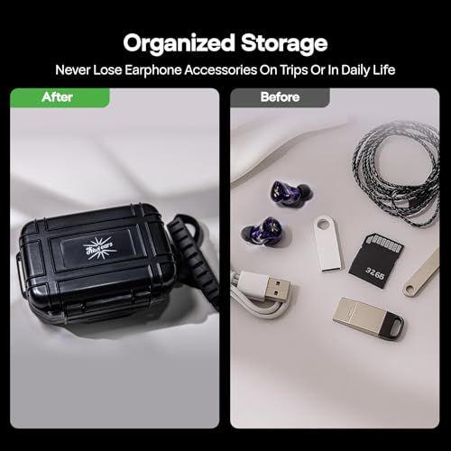 Linsoul Kiwi Ears SONICAP Waterproof Earbud Case, Hard IEM Storage Box | with EVA Lining,Hard Carrying Bag for Headphones,Earphone,Travel Carrying Case Fit for ZS10 Pro Zero:2 EW300 Wan'er 2, Black - color: Black
