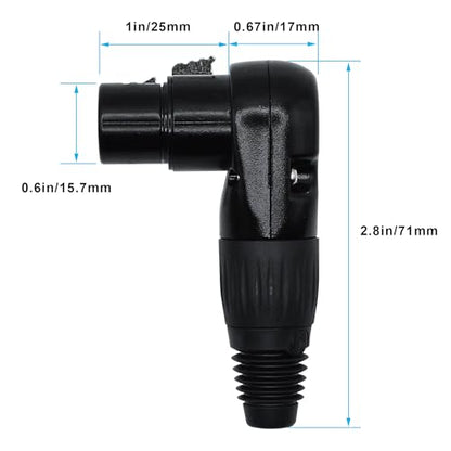 Adjustable Angle 5-Pin XLR Cable Connector 90 Degree Right Angle XLR 5 Pin Female Plug Connectors Mic Cable Plug Audio Adapter for Microphone,Mixers,Black