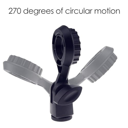 Short Video Mic Clip, 270° Rotatable Microphone Holder with 3/8" Conversion Nut, Shockproof Stand Adapter for 0.9-inch (22mm) Condenser Mics, Compatible with Most Stands & Boom Arms
