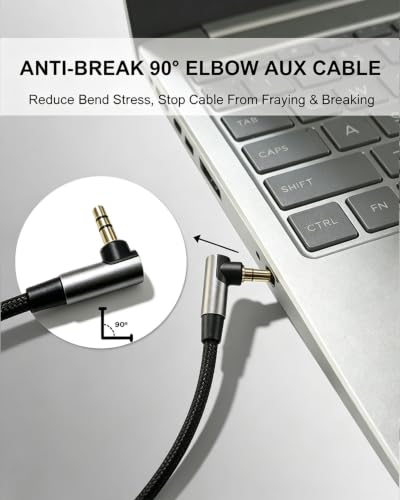 3.5 to 3.5mm TRS Aux Cable, 90 Degree for Headphone, 3.93FT | 3.5mm Stereo Audio Cable, Hi-Fi Sound Portable TRS Auxiliary Cable for Car Compatible with Speaker Smartphone Nylon Braided