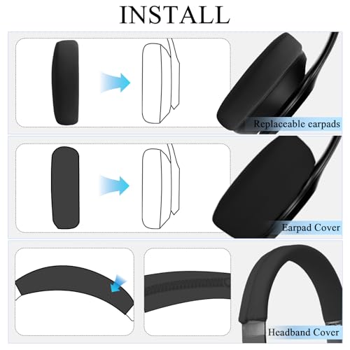 Adhiper Solo3 Ear Pads & Ear Covers & Headband Cover for Beats Solo 3 & Solo 2 Wireless Headphones, Protein Leather Solo3 Earpad Replacement Accessories Silicone Sweat Covers - Black - color: Black