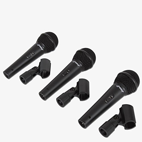 Pyle 3-Piece Professional Dynamic Microphone Kit - Cardioid Unidirectional Vocal Handheld Microphone with Hard Carry Case & Mic Holder/Clip - Pyle PDMICKT80