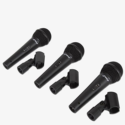 Pyle 3-Piece Professional Dynamic Microphone Kit - Cardioid Unidirectional Vocal Handheld Microphone with Hard Carry Case & Mic Holder/Clip - Pyle PDMICKT80