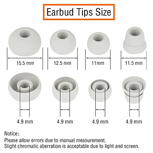 4 Pairs Silicone Ear Tips Earbuds Replacement Tips Earbuds Cap Eartips Tips Compatible with Powerbeats 1/2/3 Wireless Beats by Dre Headphones (Light Gray) - color: Light Grey