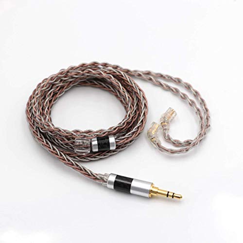 Linsoul TRIPOWIN C8 8-Core Silver Copper Foil Braided Earphone Upgrade Cable, In Ear Monitor Cable, Tinsel Silver Copper Wire, with 3.5mm Audio Jack for Musicial Audiophile(Without Mic, Recessed 2pin) - style: Without Mic Recessed 2pin