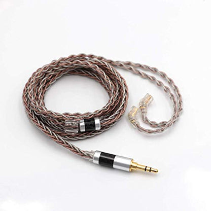 Linsoul TRIPOWIN C8 8-Core Silver Copper Foil Braided Earphone Upgrade Cable, In Ear Monitor Cable, Tinsel Silver Copper Wire, with 3.5mm Audio Jack for Musicial Audiophile(Without Mic, Recessed 2pin) - style: Without Mic Recessed 2pin