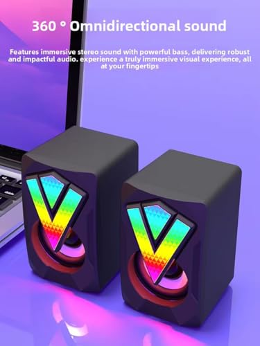 2 Piece Set Computer Subwoofer, Computer Speakers for Desktop Pc, USB-Powered with Volume Control for Desktop or Laptop PC, Compact Size, Headphone Jack, Portable, Plug-N-Play