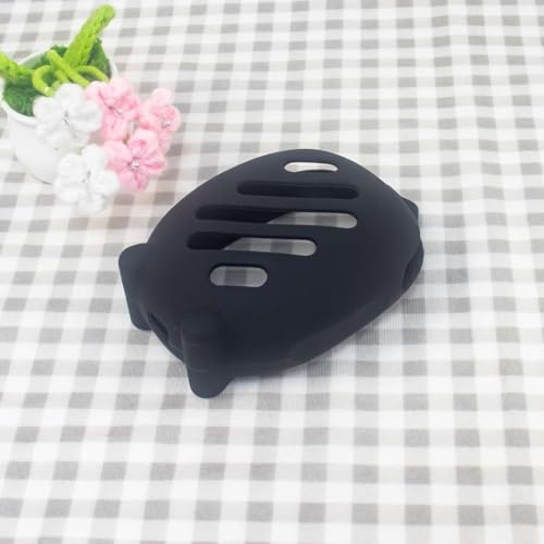 Soft Silicone Case for JBL CLIP5 Bluetooth Speaker Protective Cover Anti-Slip and Anti-Fall Fun Design with Paw Prints & Eyes Solid-Color Protector Sleeve (Black) - color: Black